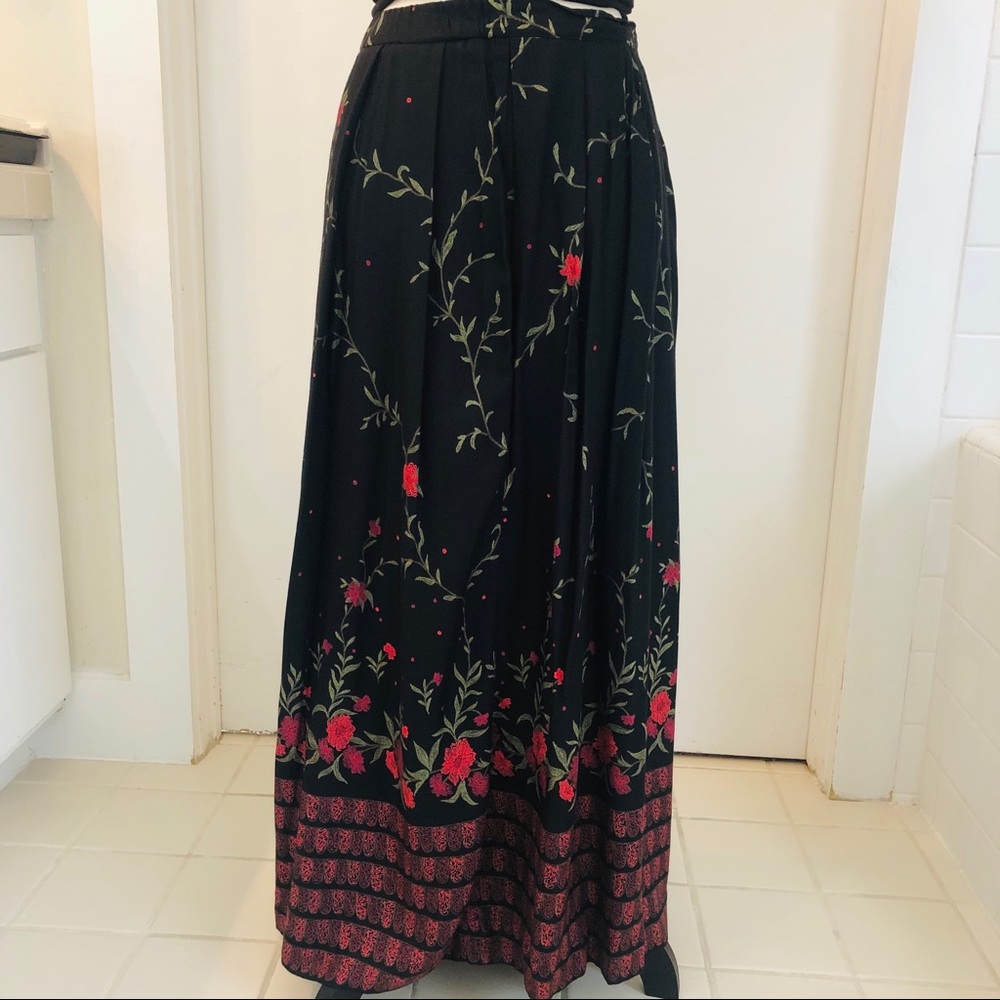 Napa Valley Black and Red Floral Maxi Skirt